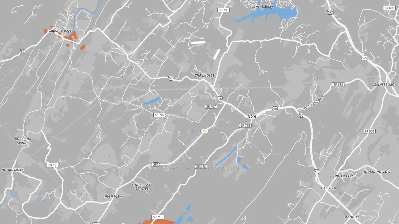 Bike Grade map of 22637, VA