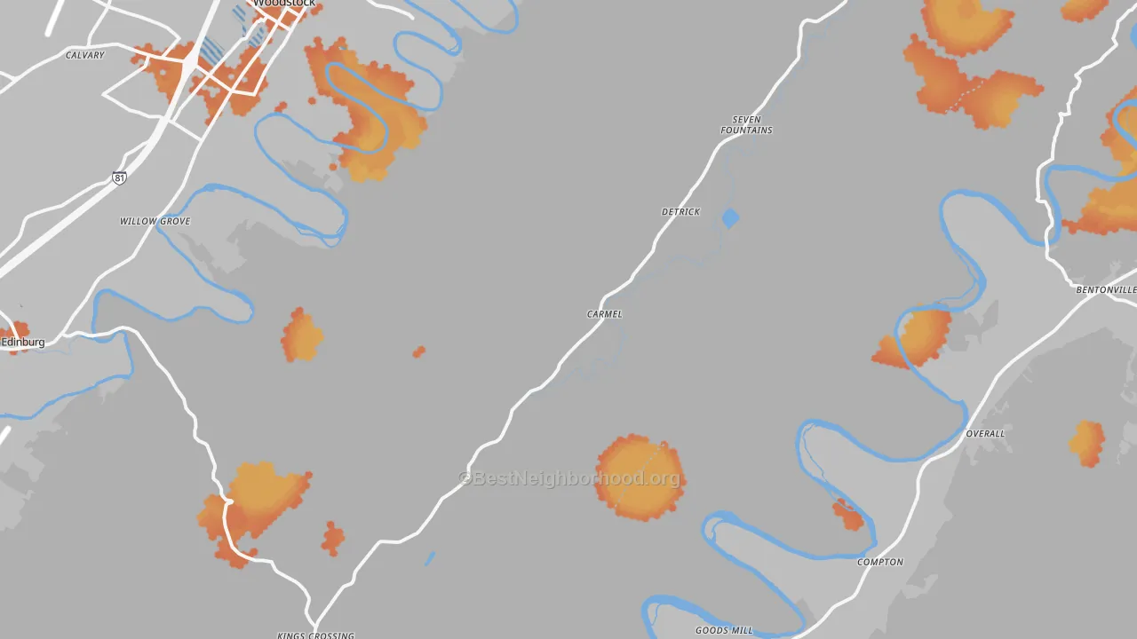 Bike Grade map of 22652, VA