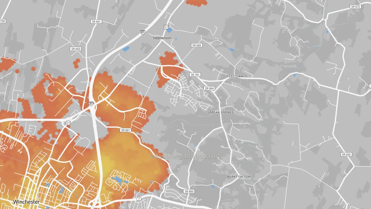 Bike Grade map of 22656, VA