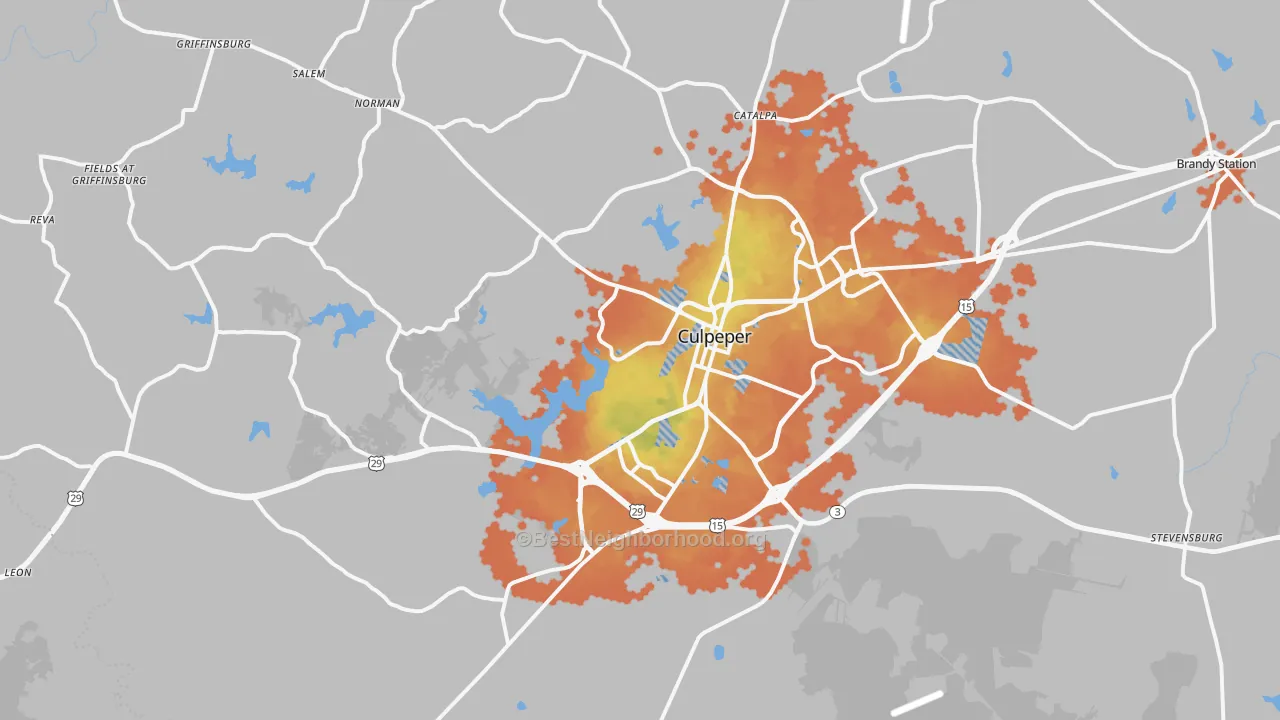 Bike Grade map of 22701, VA