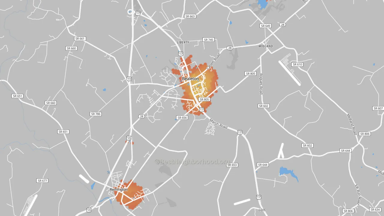 Bike Grade map of 22712, VA