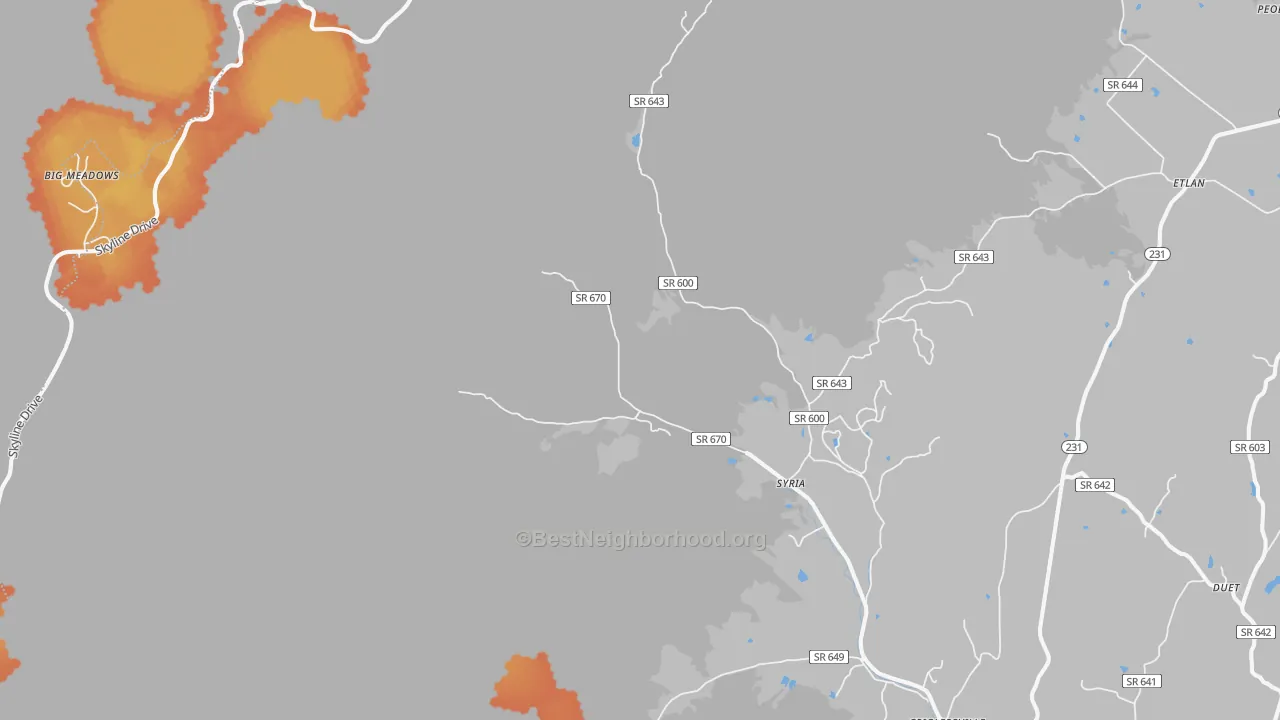 Bike Grade map of 22743, VA