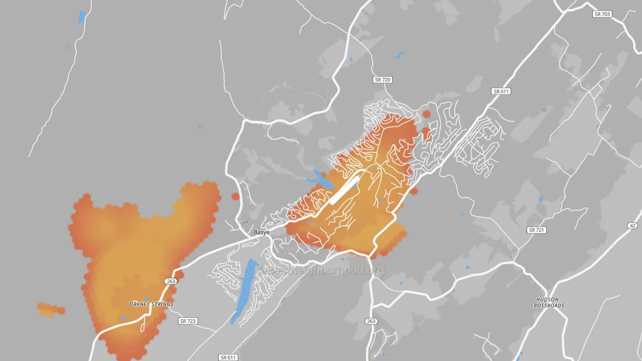 Bike Grade map of 22810, VA