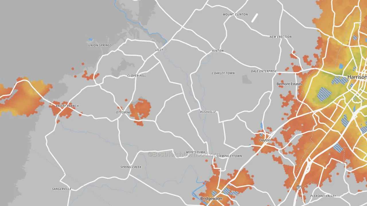 Bike Grade map of 22821, VA