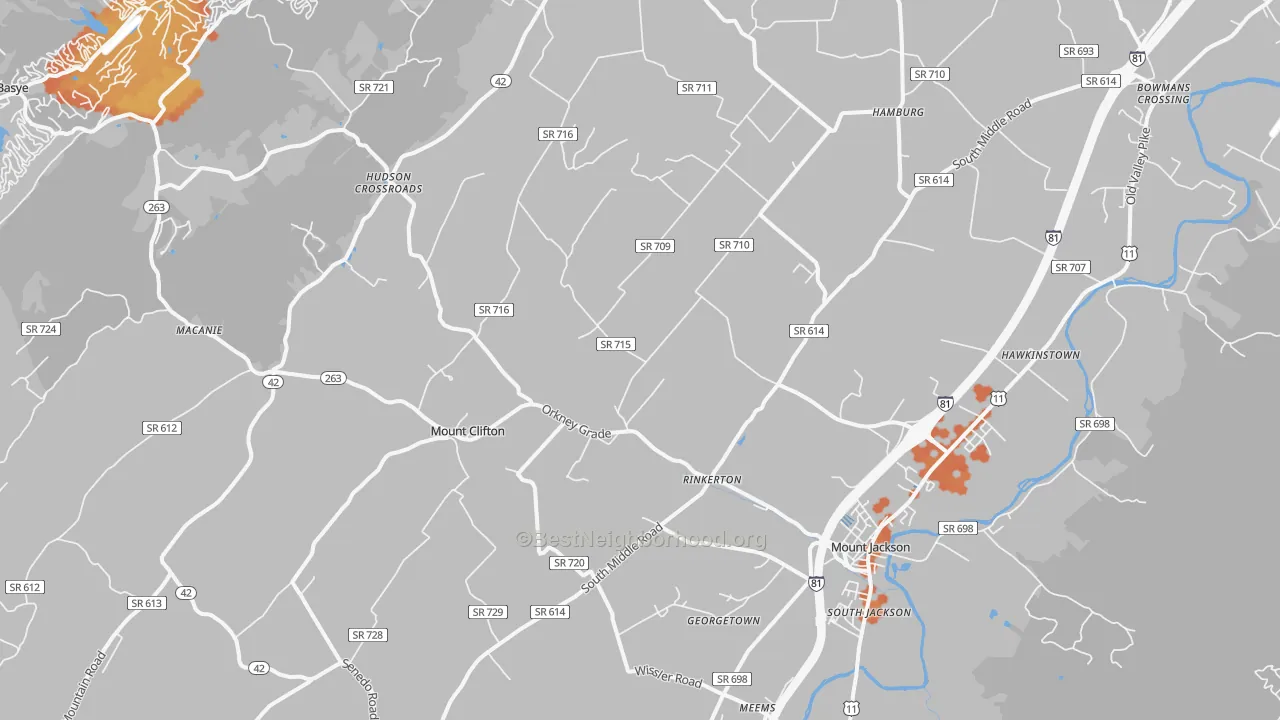 Bike Grade map of 22842, VA