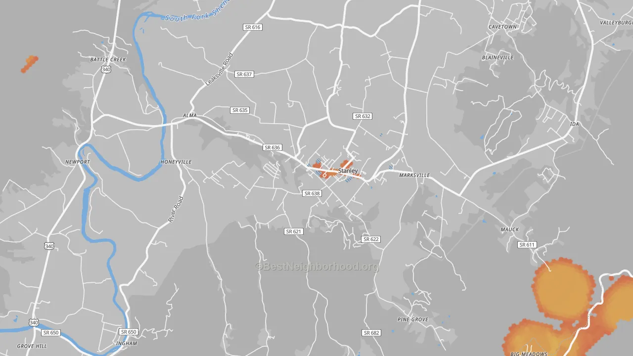 Bike Grade map of 22851, VA