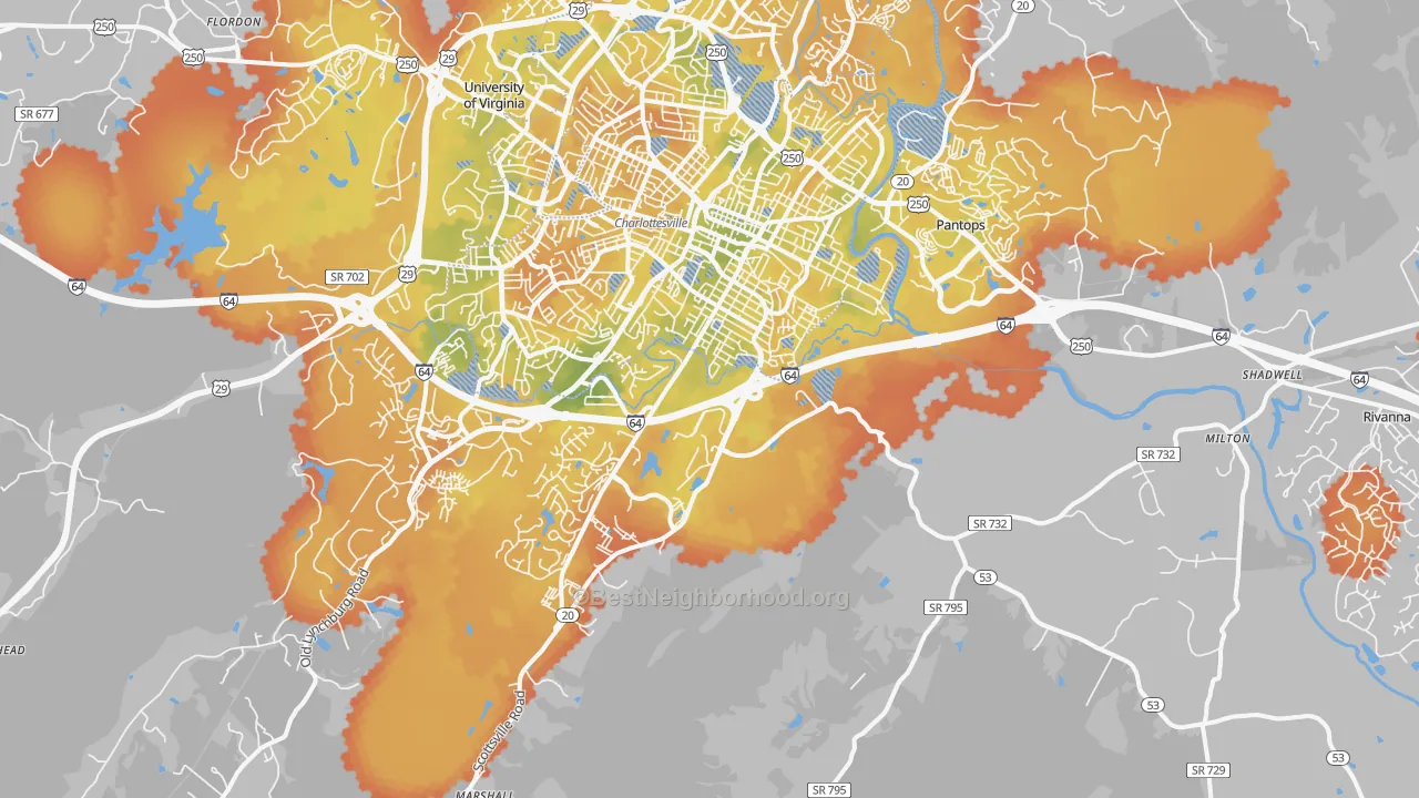 Bike Grade map of 22902, VA