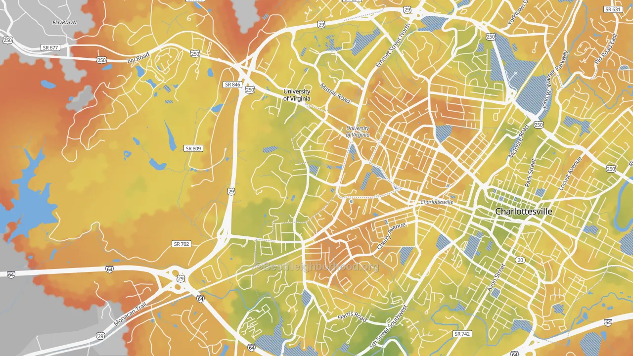 Bike Grade map of 22904, VA