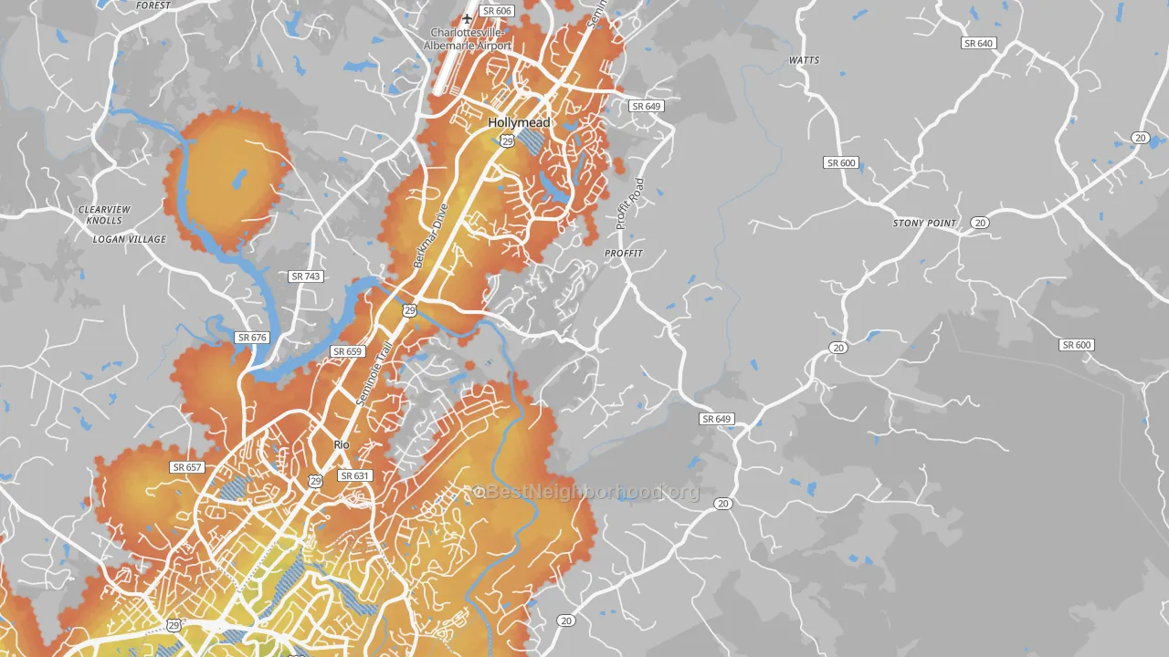 Bike Grade map of 22911, VA