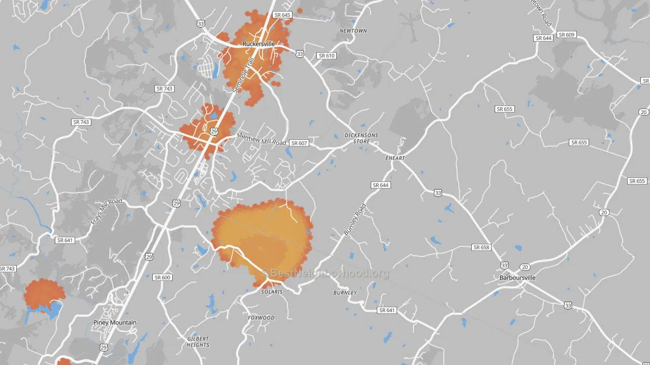 Bike Grade map of 22923, VA