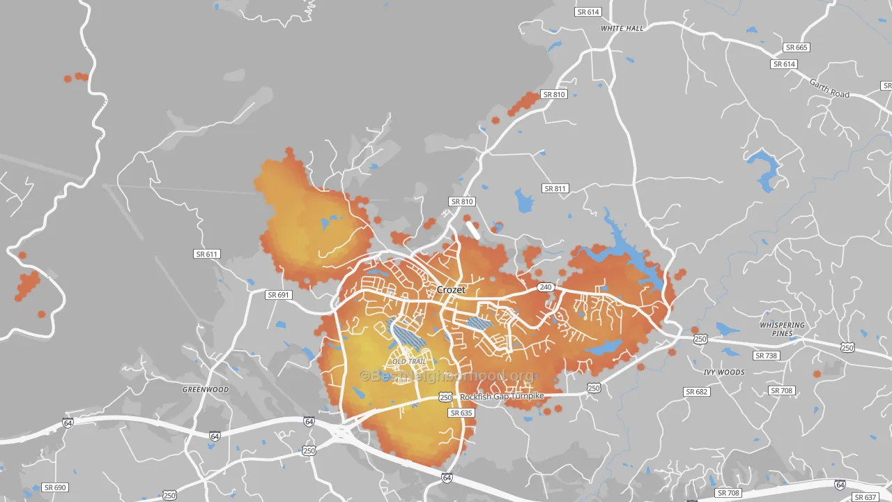 Bike Grade map of 22932, VA