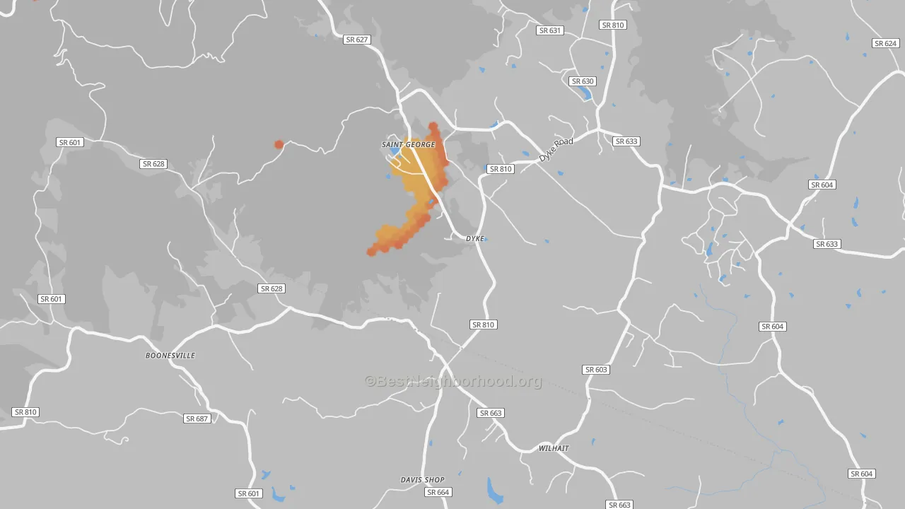 Bike Grade map of 22935, VA