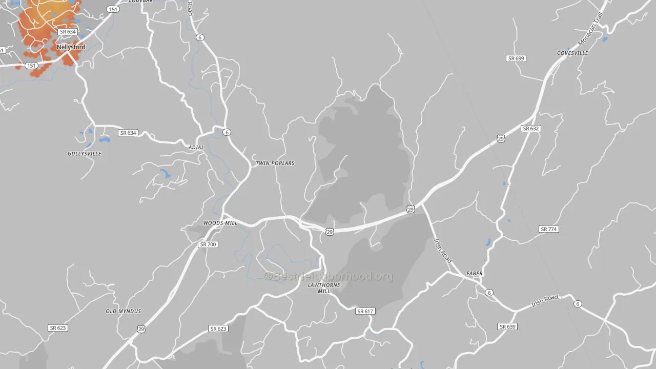 Bike Grade map of 22938, VA