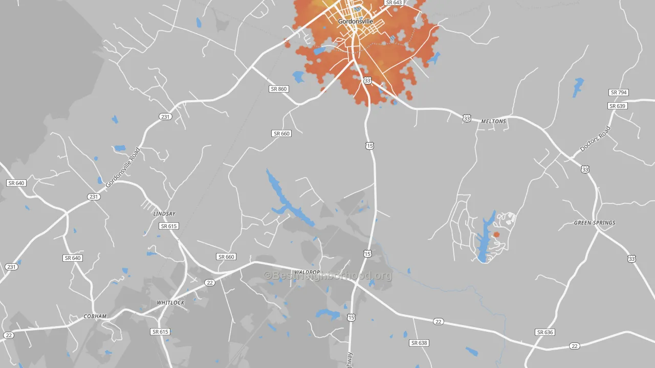 Bike Grade map of 22942, VA