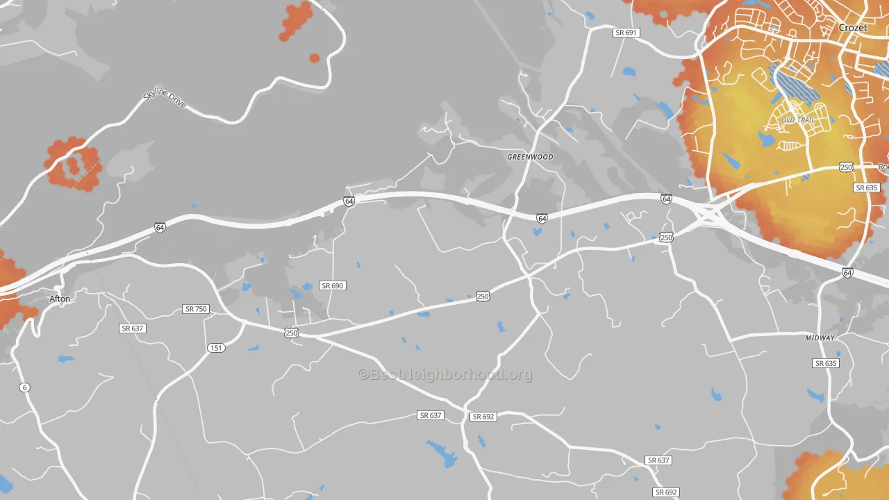 Bike Grade map of 22943, VA