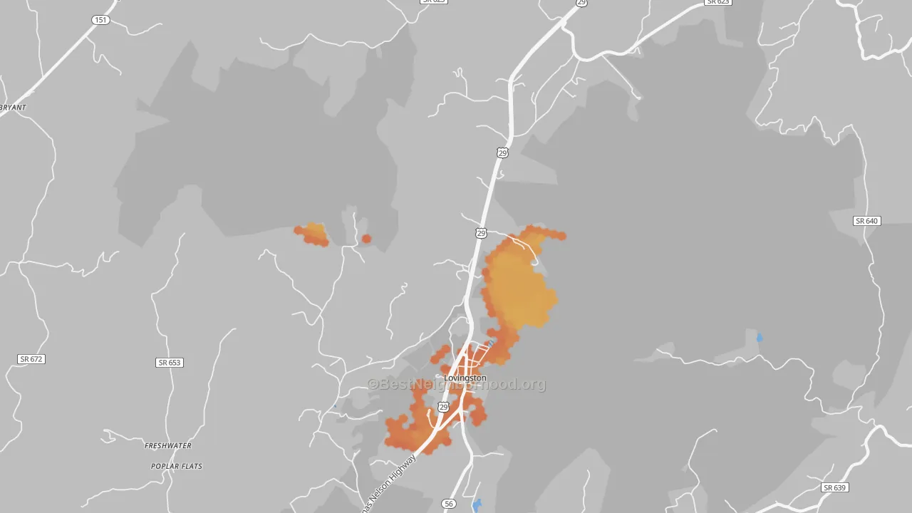 Bike Grade map of 22949, VA