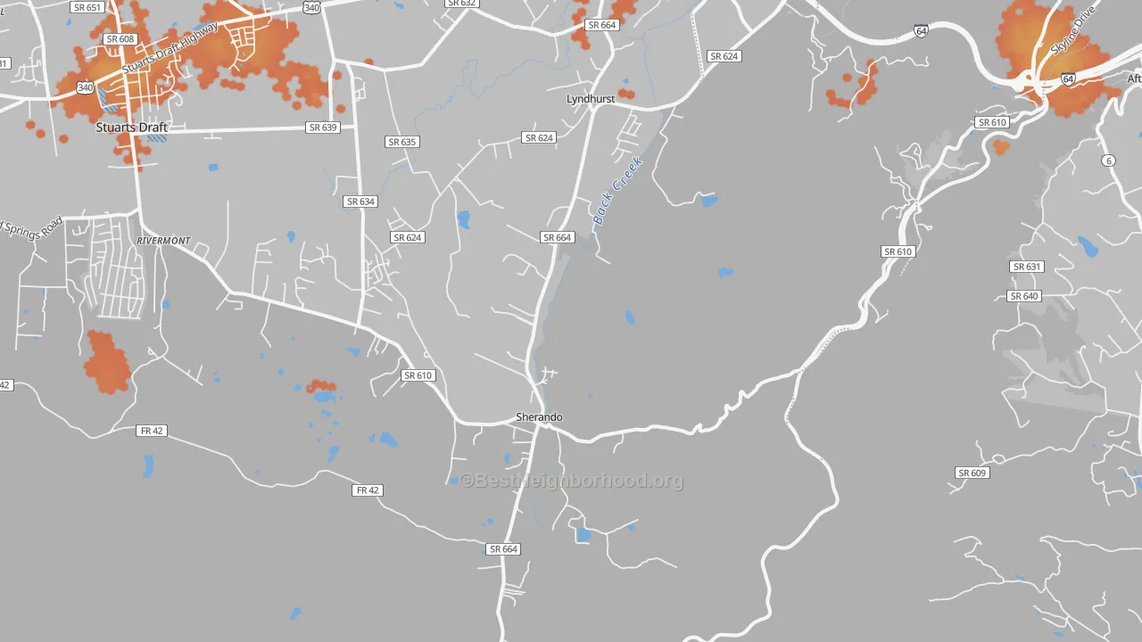 Bike Grade map of 22952, VA