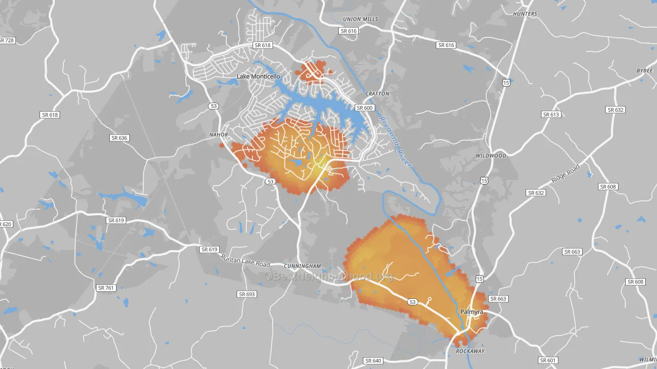 Bike Grade map of 22963, VA