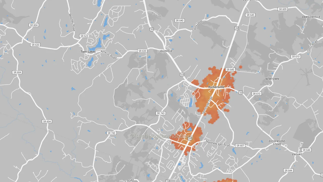 Bike Grade map of 22968, VA