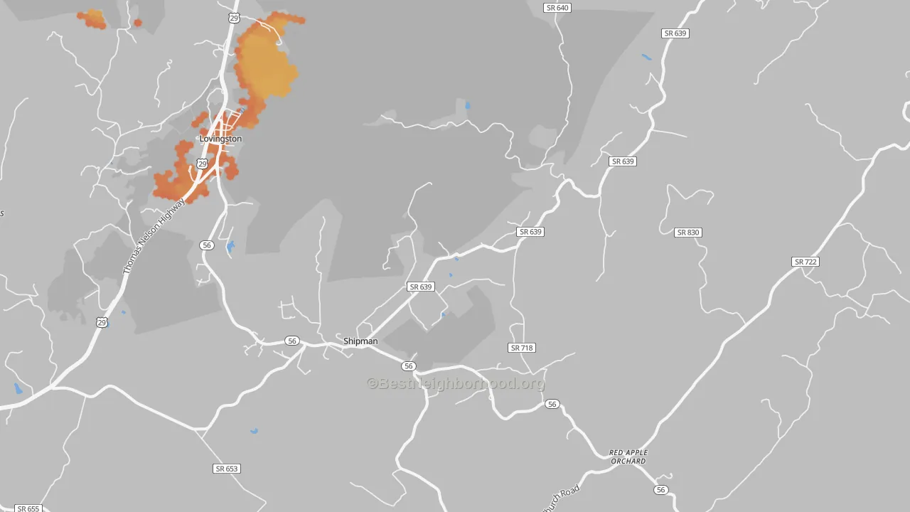 Bike Grade map of 22971, VA