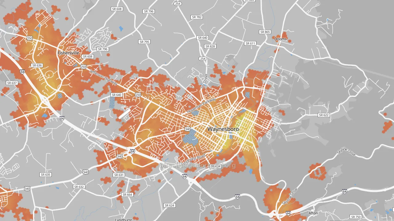 Bike Grade map of 22980, VA
