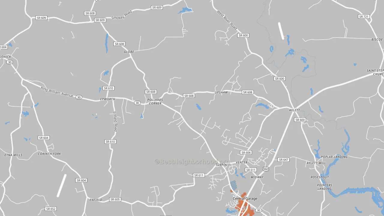 Bike Grade map of 23009, VA