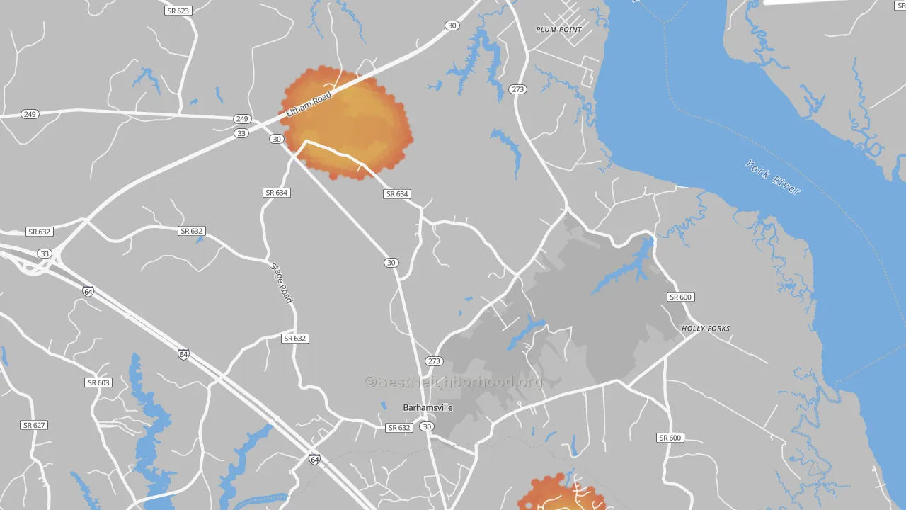 Bike Grade map of 23011, VA