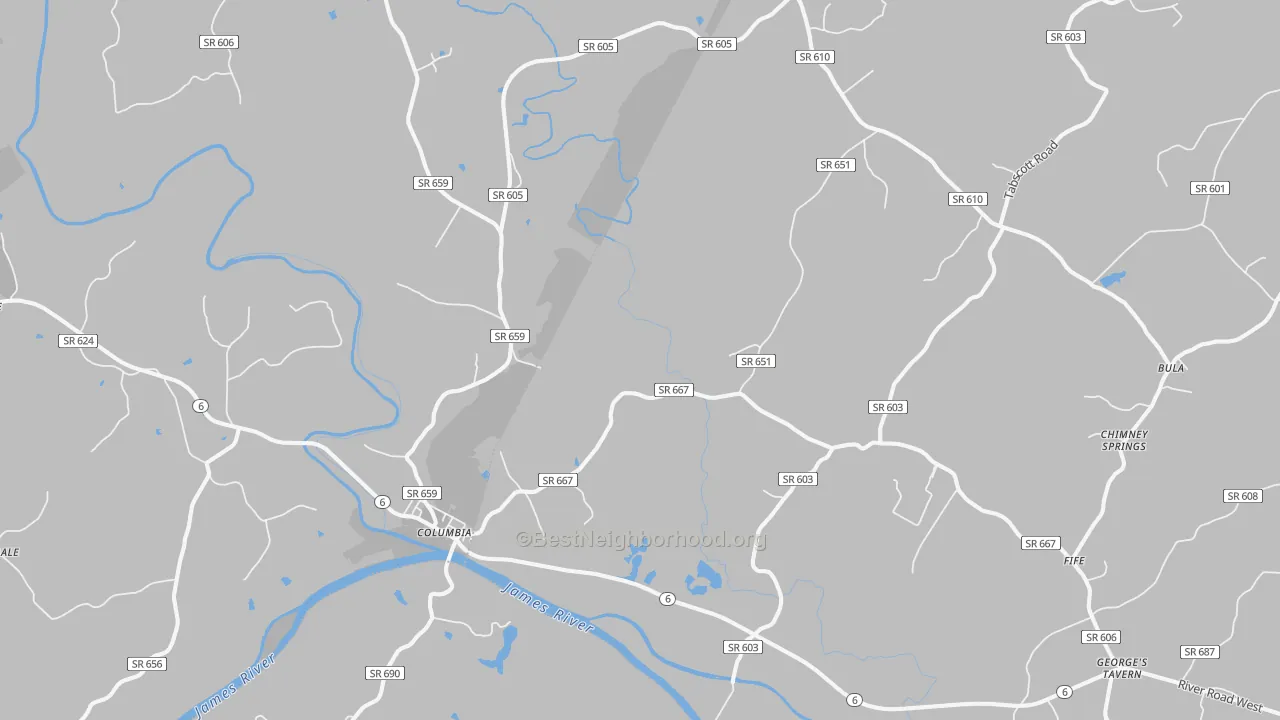 Bike Grade map of 23038, VA