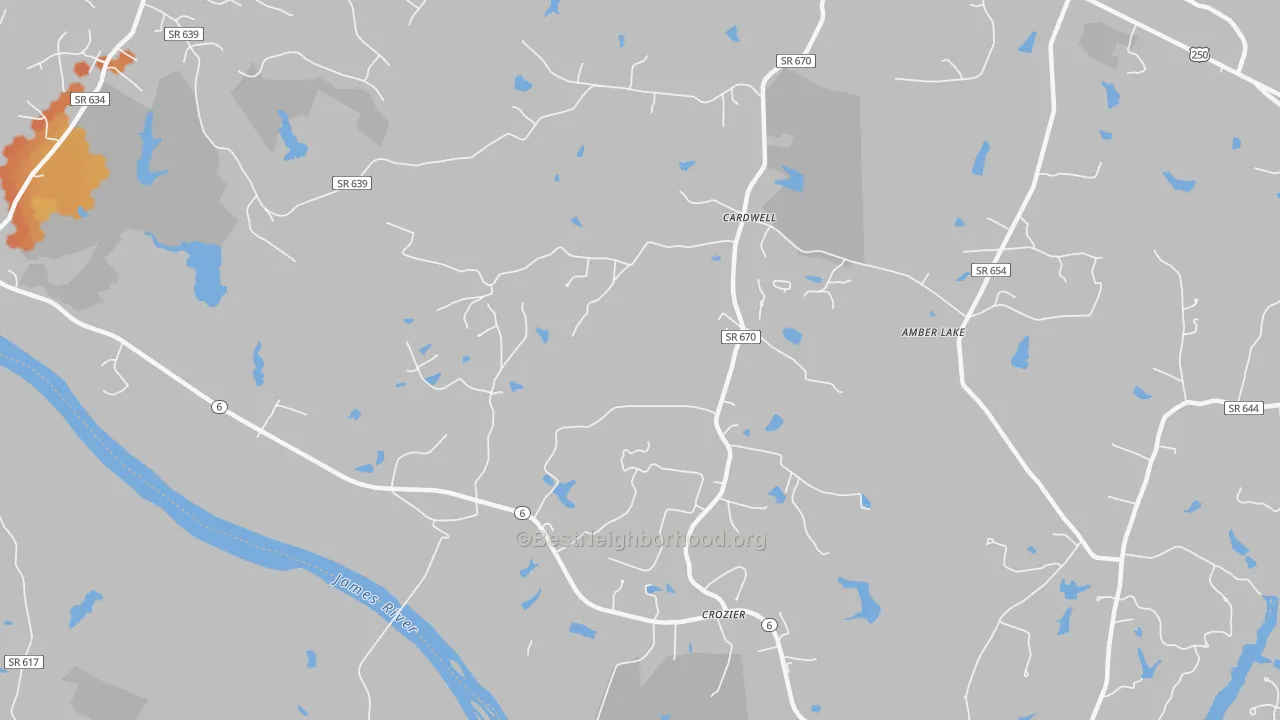 Bike Grade map of 23039, VA