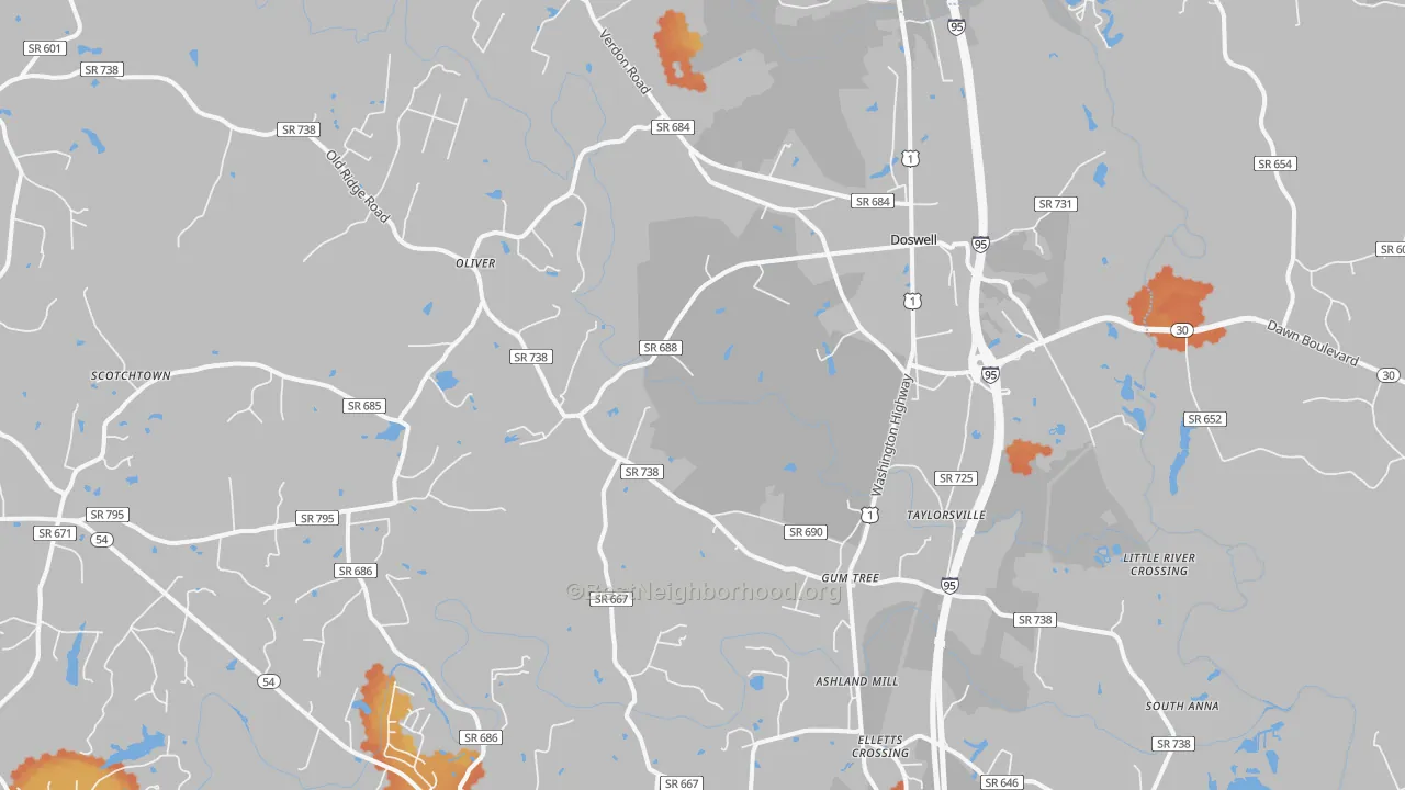 Bike Grade map of 23047, VA