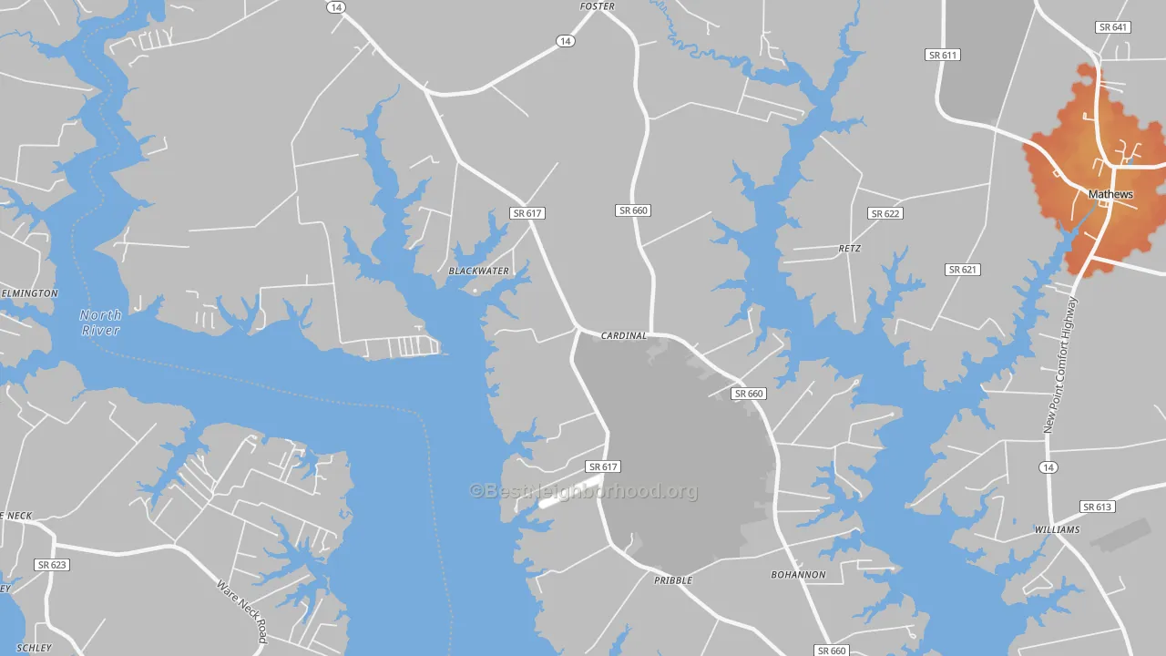 Bike Grade map of 23056, VA