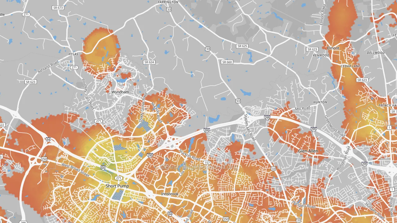 Bike Grade map of 23059, VA