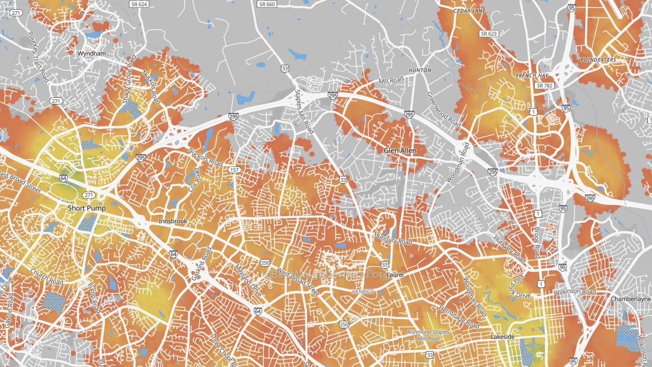 Bike Grade map of 23060, VA