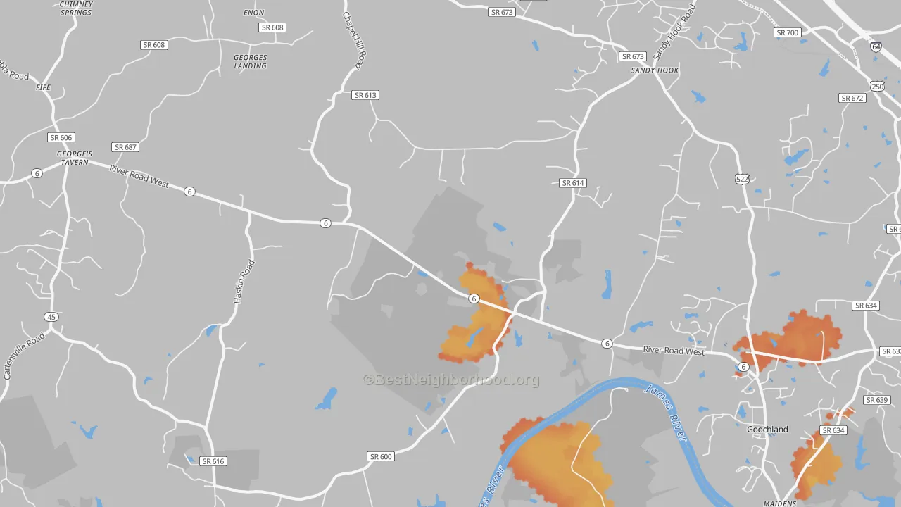 Bike Grade map of 23063, VA