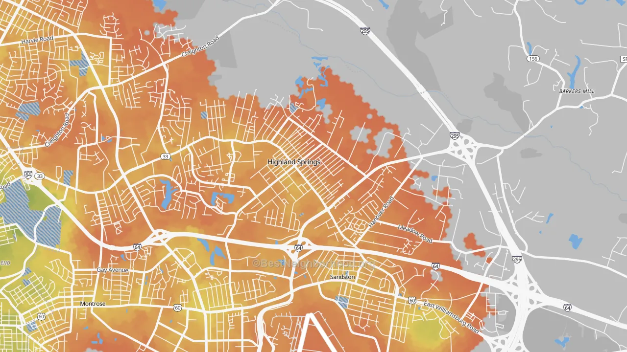 Bike Grade map of 23075, VA