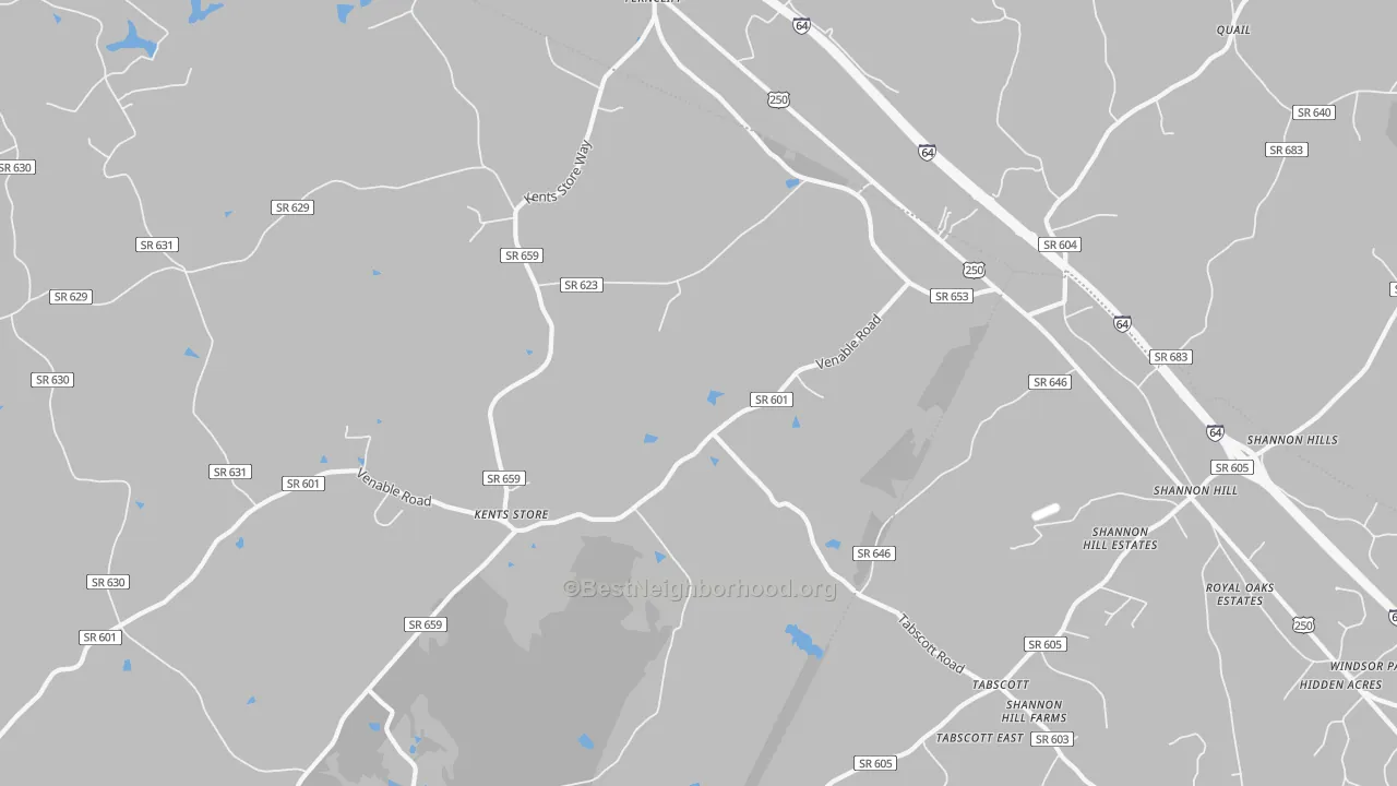 Bike Grade map of 23084, VA