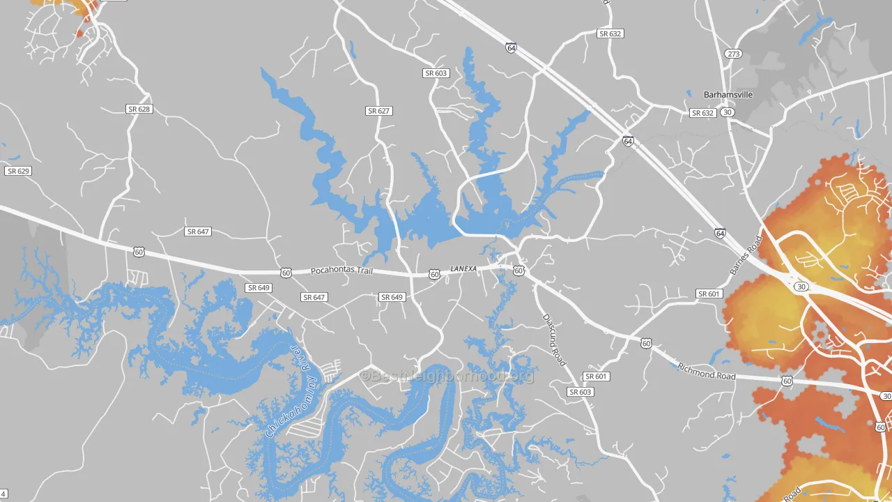 Bike Grade map of 23089, VA