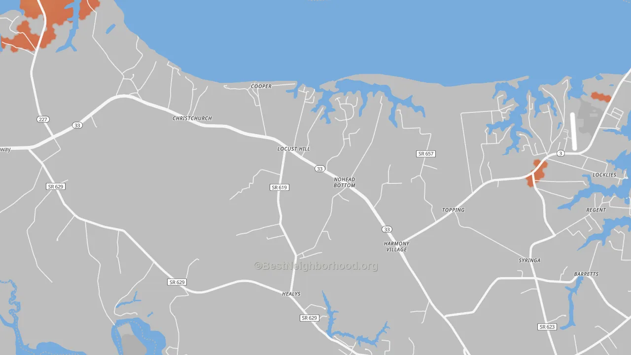 Bike Grade map of 23092, VA