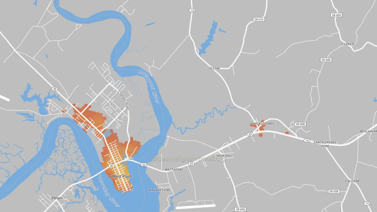 Bike Grade map of 23110, VA