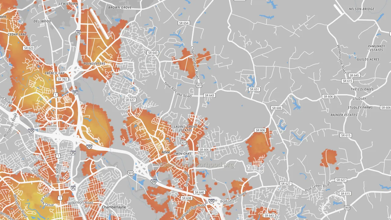 Bike Grade map of 23116, VA