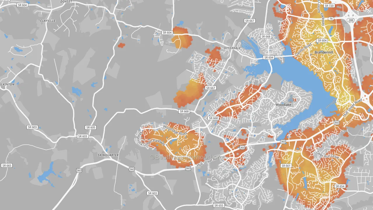 Bike Grade map of 23120, VA