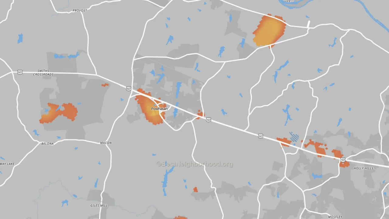 Bike Grade map of 23139, VA