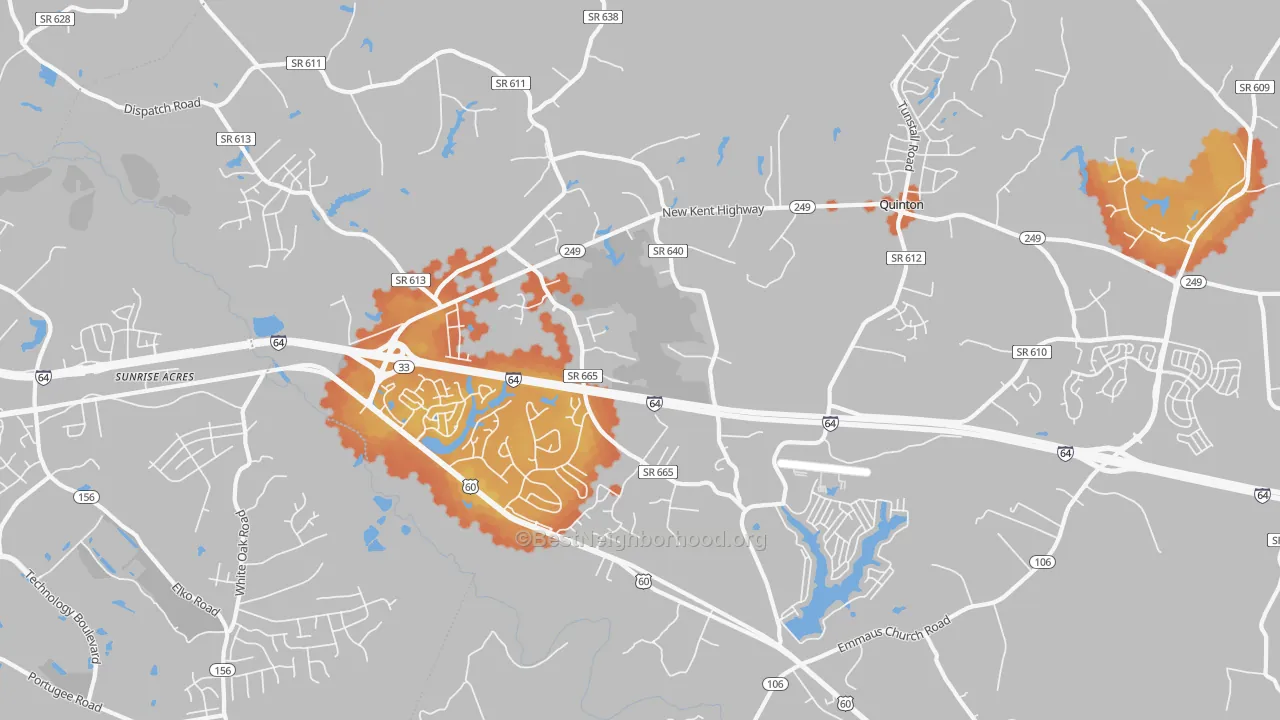 Bike Grade map of 23141, VA