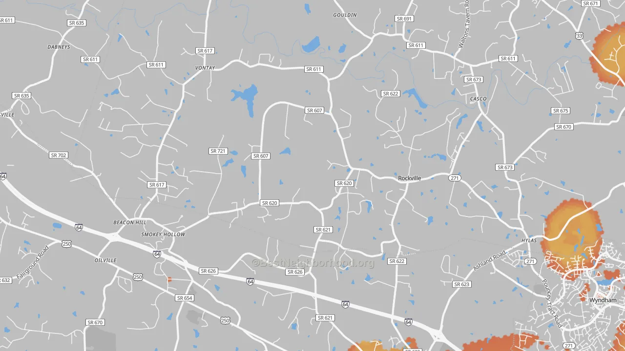 Bike Grade map of 23146, VA