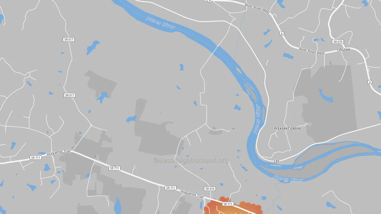 Bike Grade map of 23160, VA
