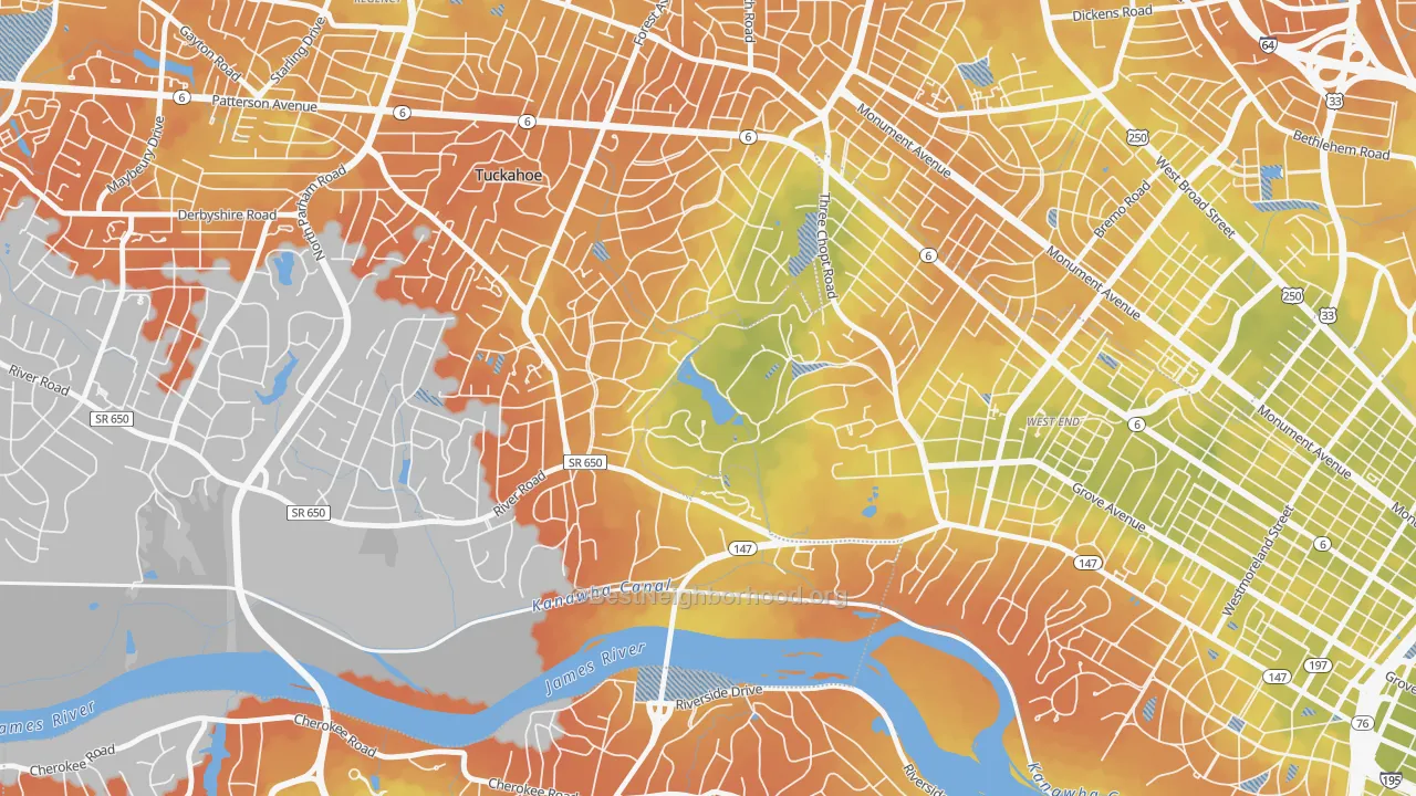 Bike Grade map of 23173, VA