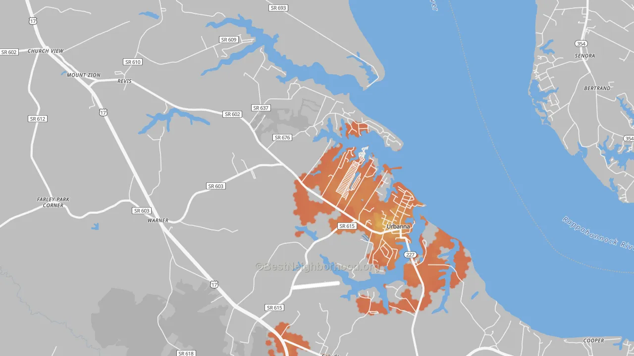 Bike Grade map of 23175, VA