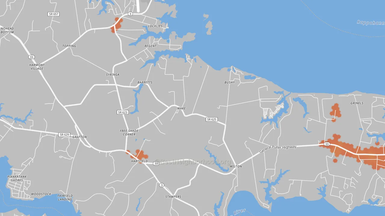 Bike Grade map of 23176, VA