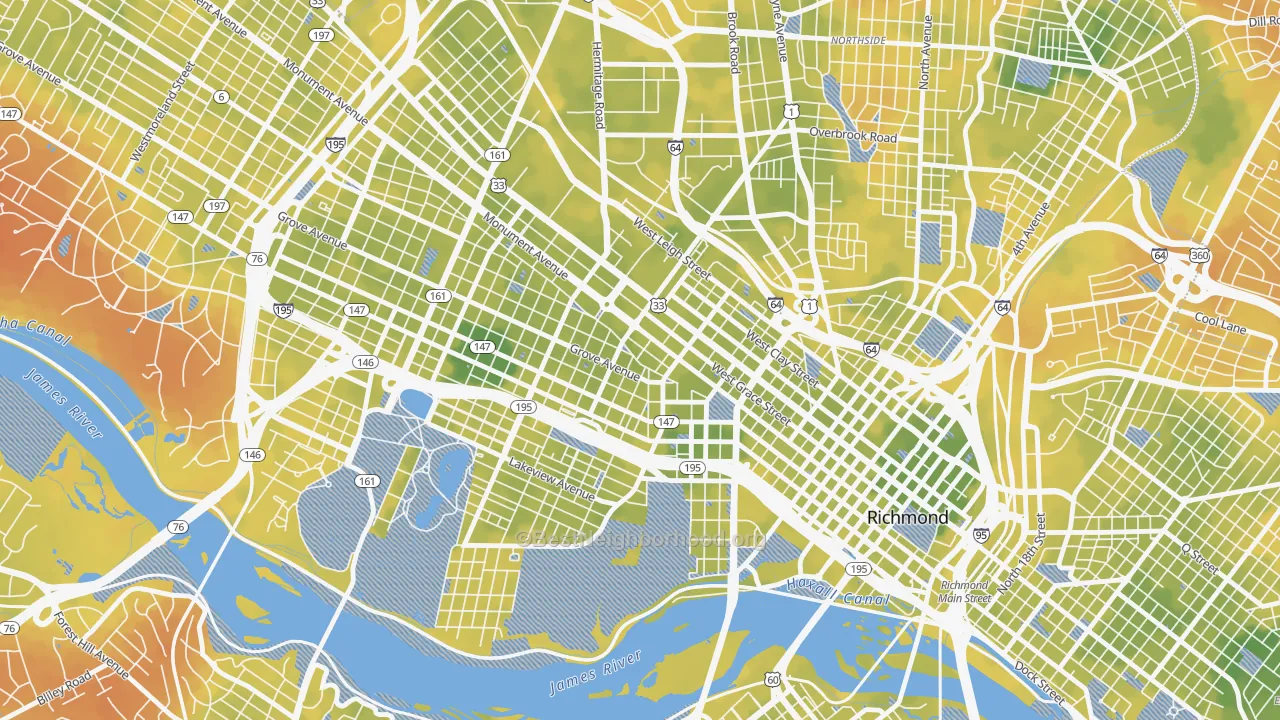 Bike Grade map of 23220, VA