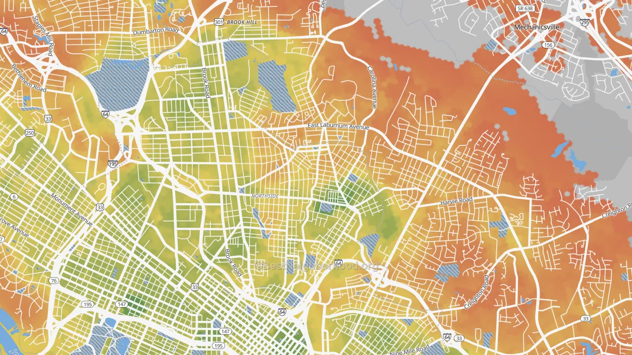 Bike Grade map of 23222, VA